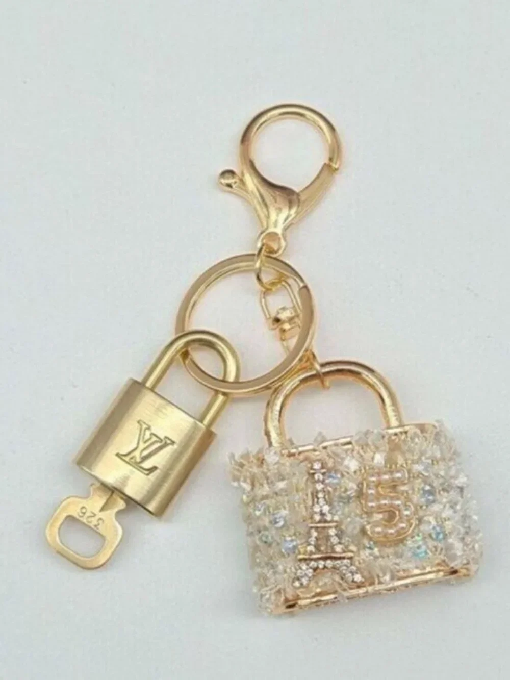 Authentic Louis Vuitton Padlock & Key Gold ✨Unbranded Bag Charm Keychain